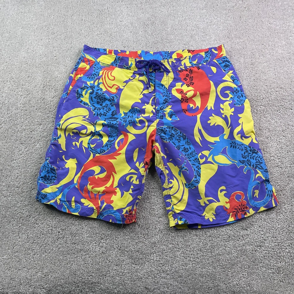 Etro Milano Board Shorts Mens Large Blue Paisley Floral Swim Trunks Italy Luxury